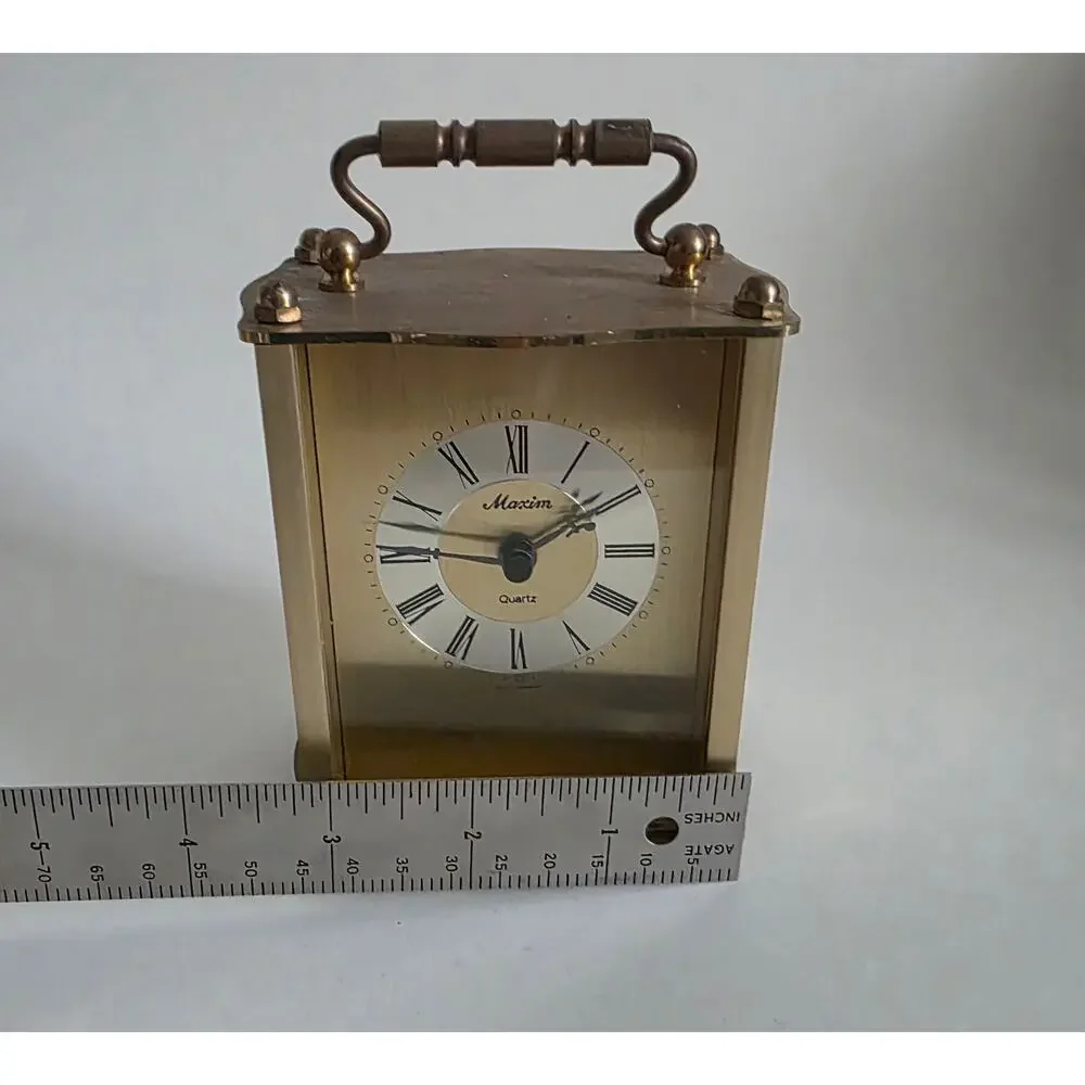 Vintage Maxim Quartz Mantel Clock West Germany Brass Tone Desk Clock